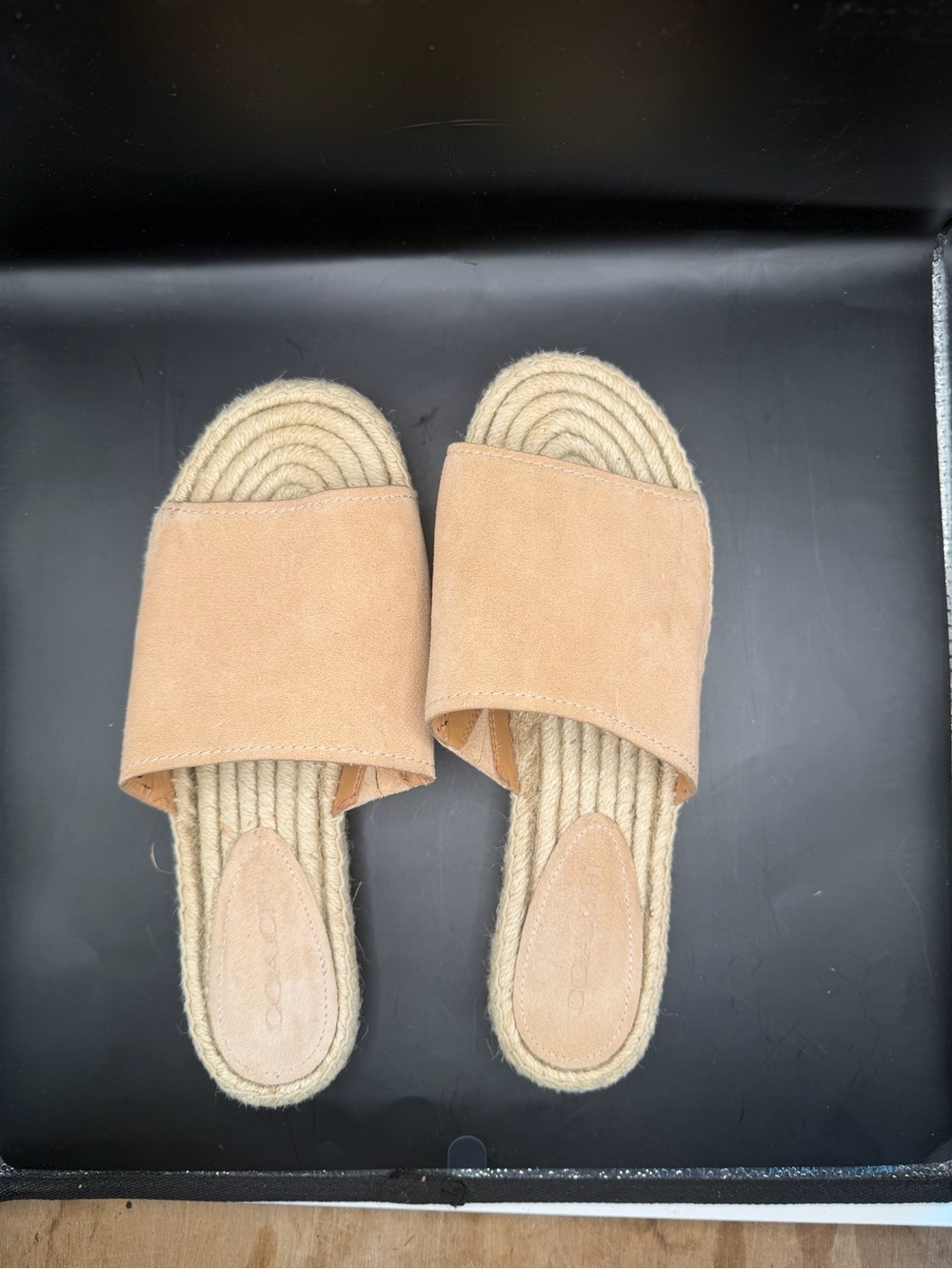 Coach Claudia Suede Espadrille Slide Sandals Beige Women’s Size 10B - Picture 6 of 9